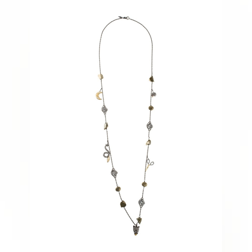Pyrite & crystal encrusted charm necklace